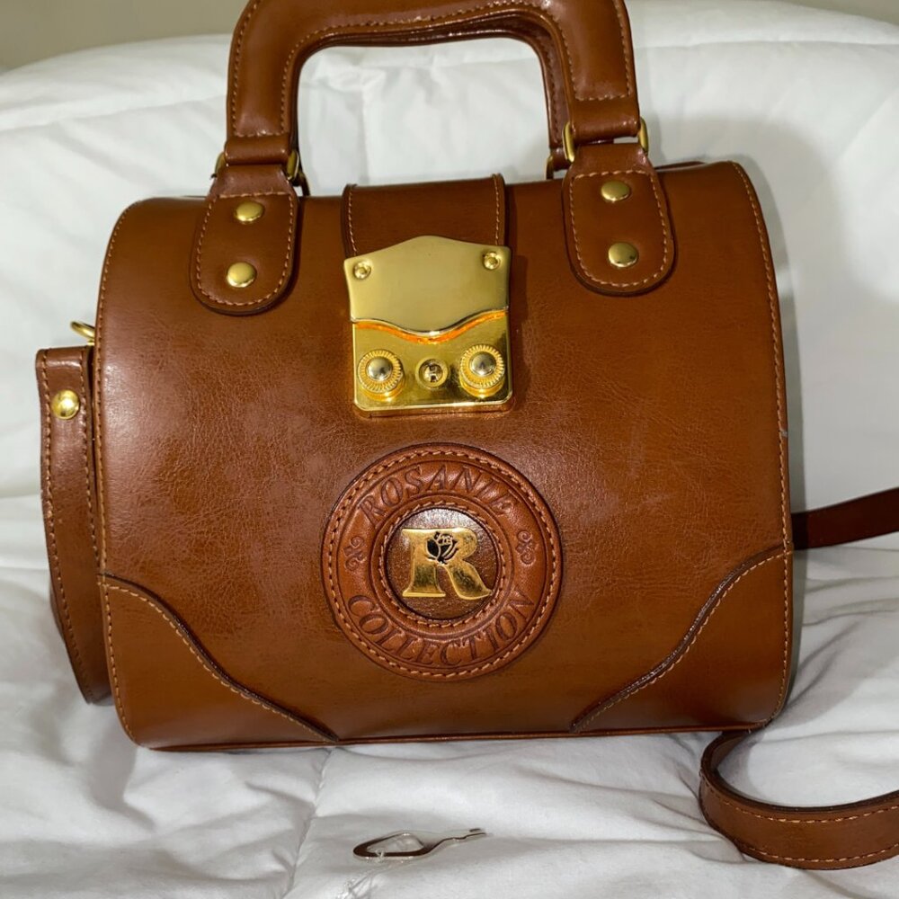 Rosanie Collection Purse - Medium Size, Locking, Brown Vegan Leather